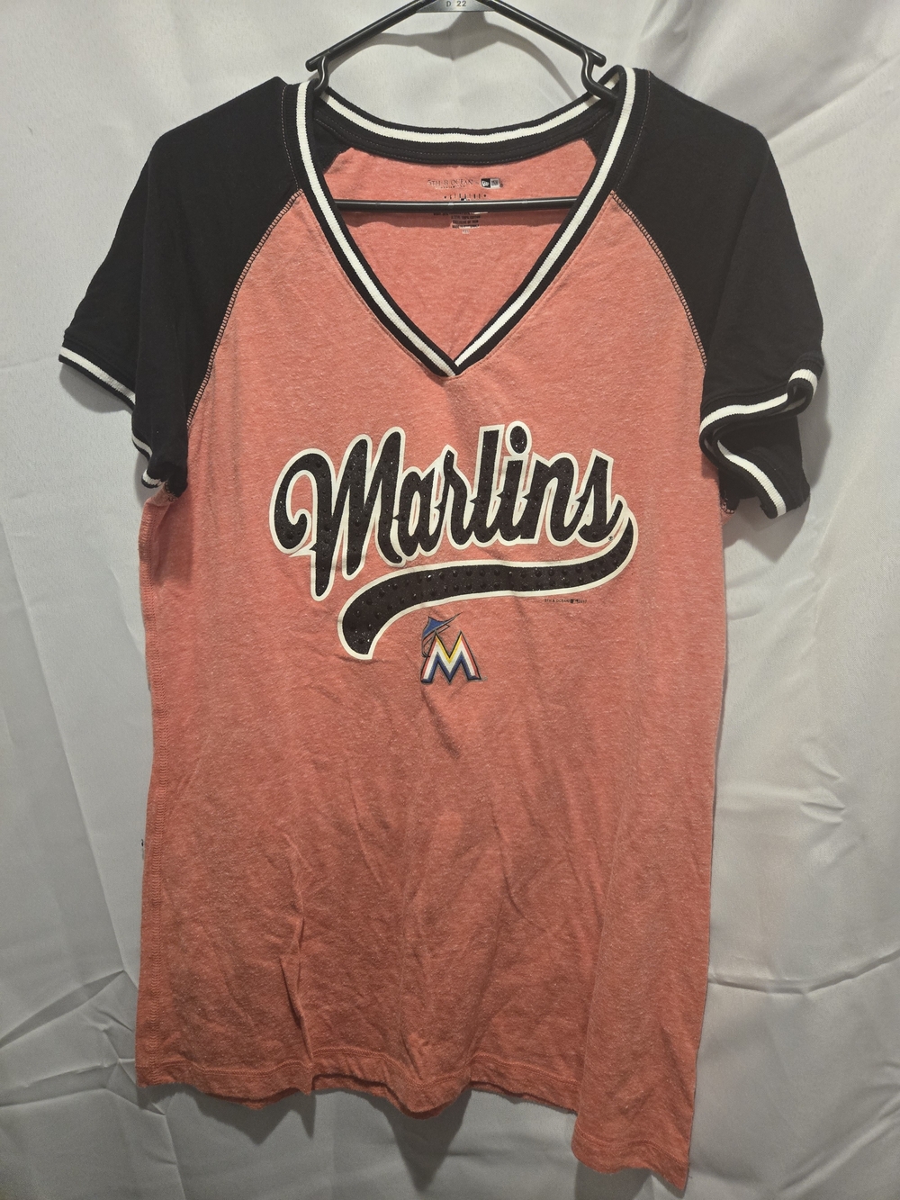 65th & Ocean Orange and Black Marlins V‑Neck Tee MLB